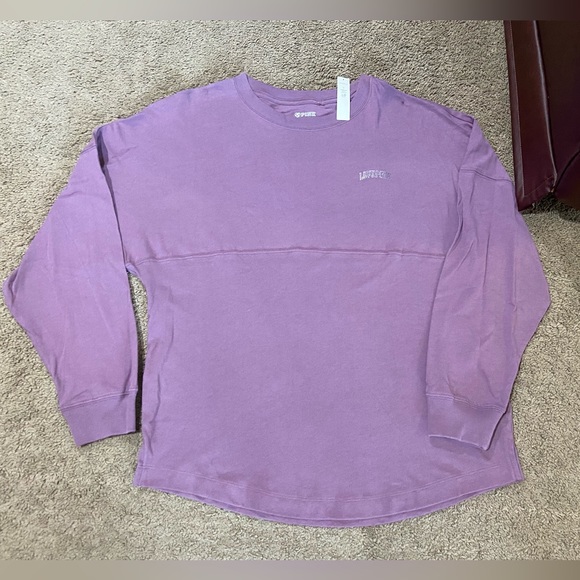 Victoria’s Secret PINK “Love Pink” Plaid Purple Jersey Style L/S Shirt Sz Small - Picture 1 of 11